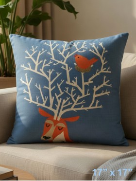 Deer Head Print Cushion & Filler (Duo-Sided)
